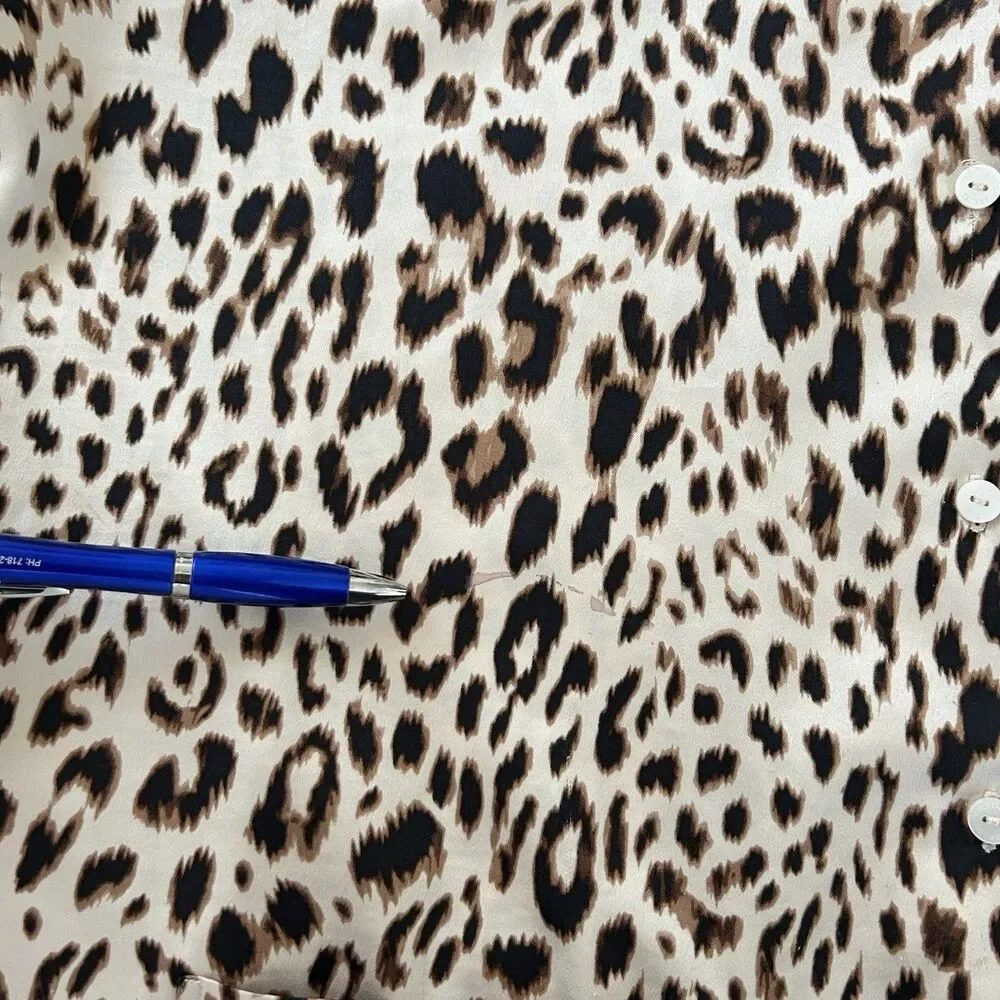 Victorias Secret Satin Sleep Shirt Womens Sz L Leopard Animal Print Button Up